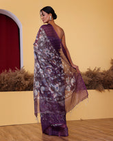 Moonga Tissue Burgandy Embroidery Saree